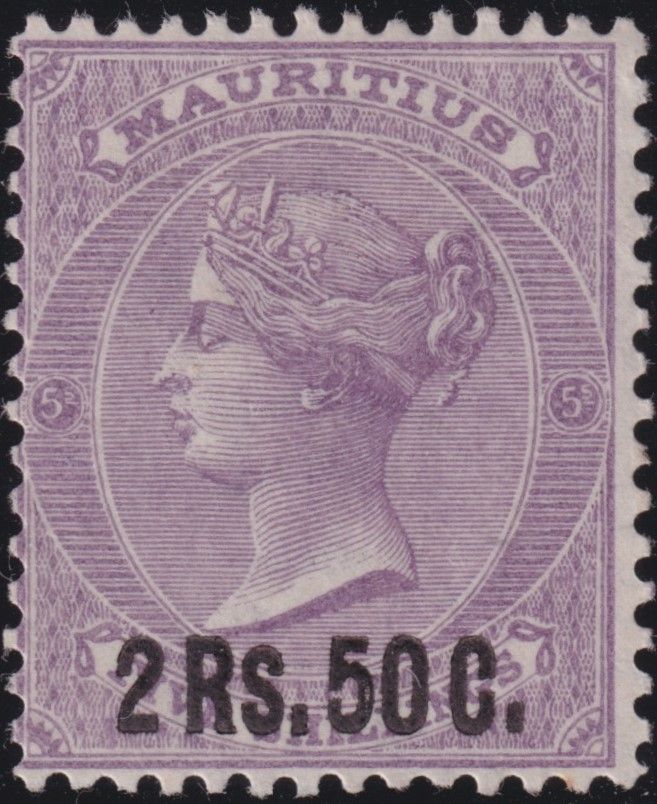 Mauritius 1878 2r50 on 5/- Light Mauve