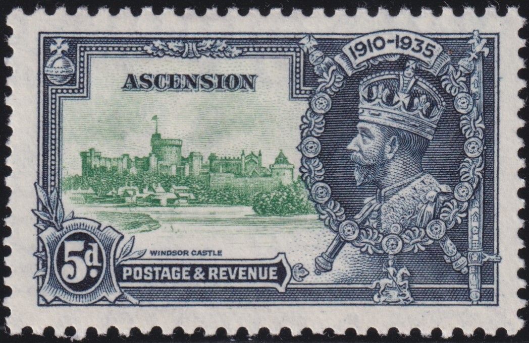 Ascension 1935 5d KGV Silver Jubilee with Kite and Vertical Log