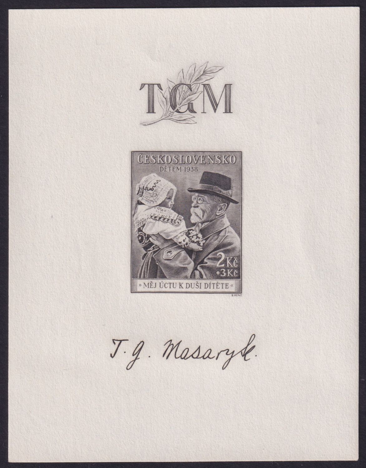 Czechoslovakia 1938 Masaryk Memorial Sheet