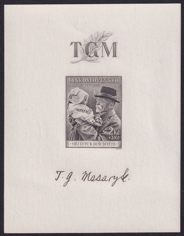 Czechoslovakia 1938 Masaryk Memorial Sheet