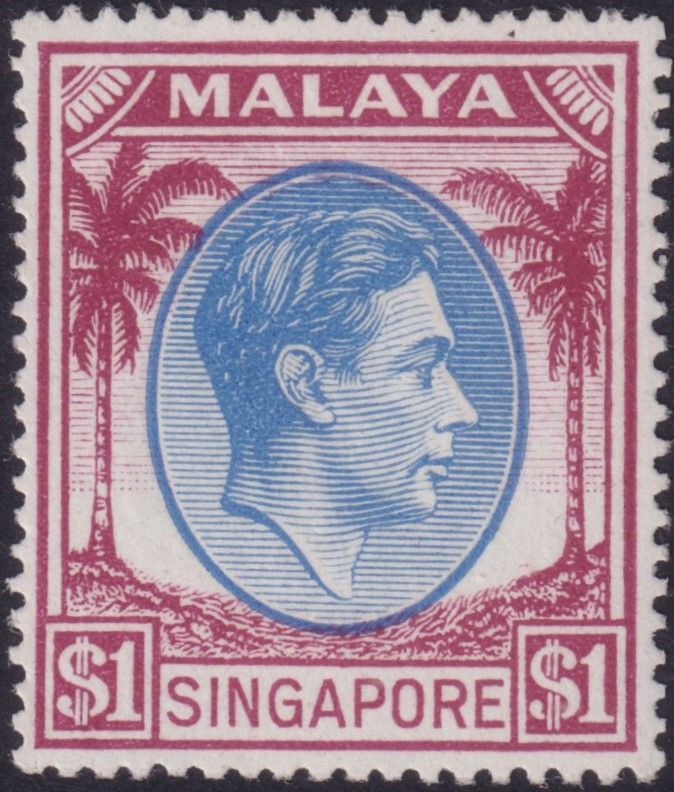 Singapore 1949 $1 Blue and Purple