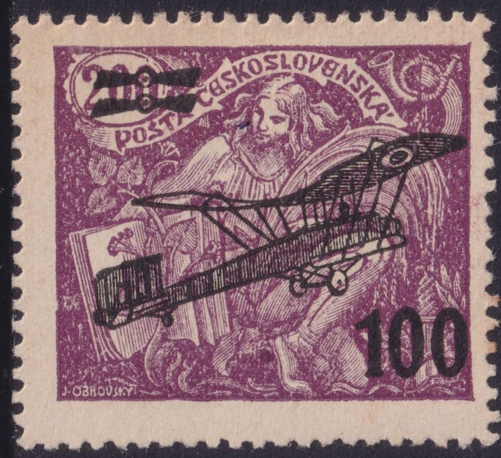 Czechoslovakia 1922 100h on 200h Purple Airmail