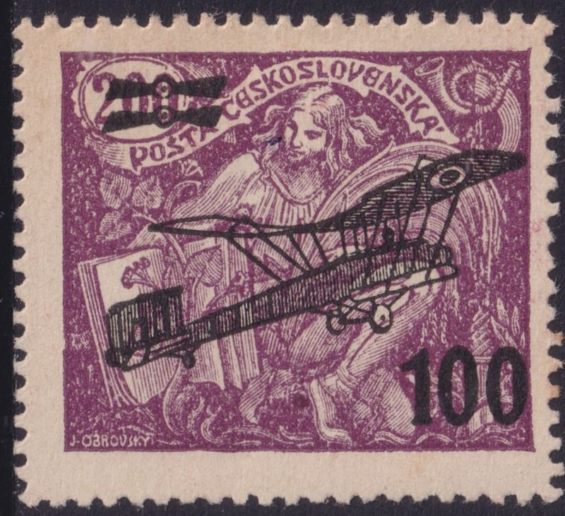 Czechoslovakia 1922 100h on 200h Purple Airmail