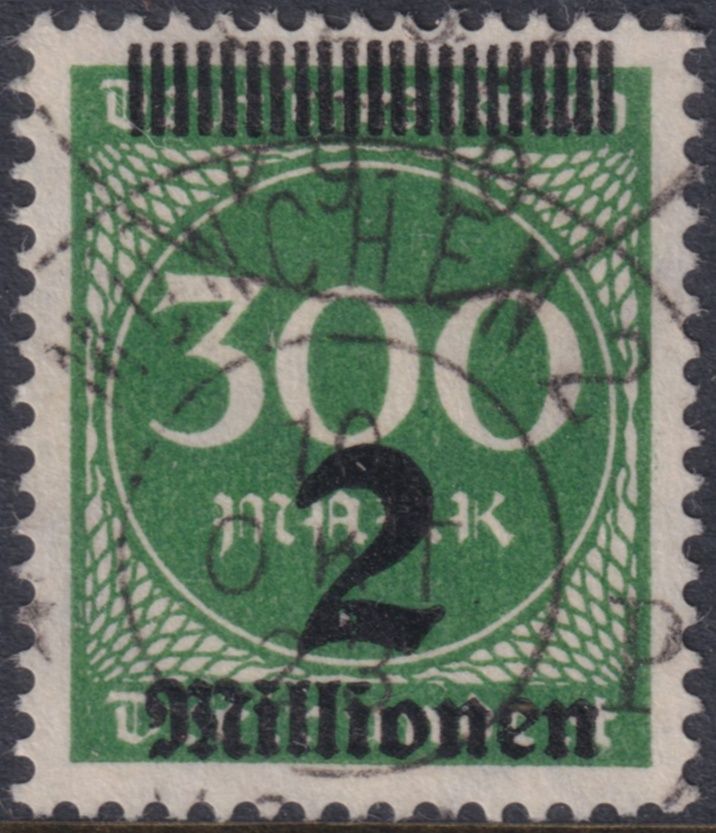 Germany 1923 2M on 300m Green with Misplaced Overprint