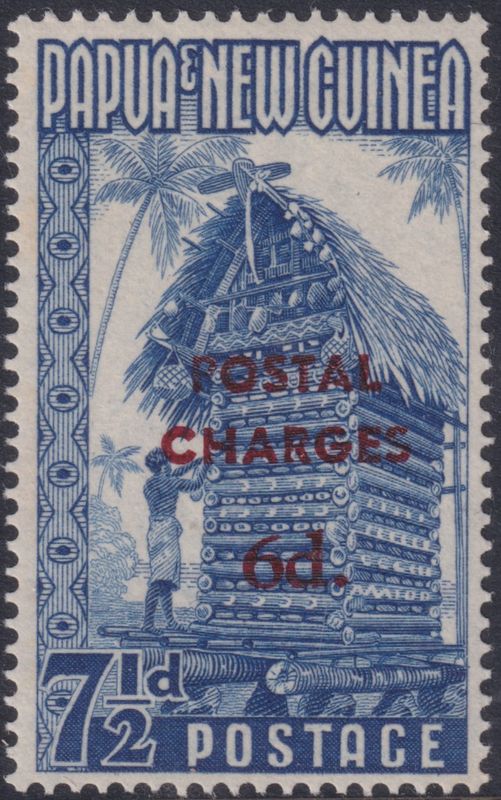 Papua New Guinea 1960 6d on 7½d Postal Charges