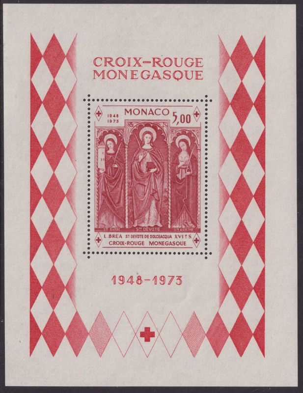 Monaco 1973 5f Red Cross Miniature Sheet