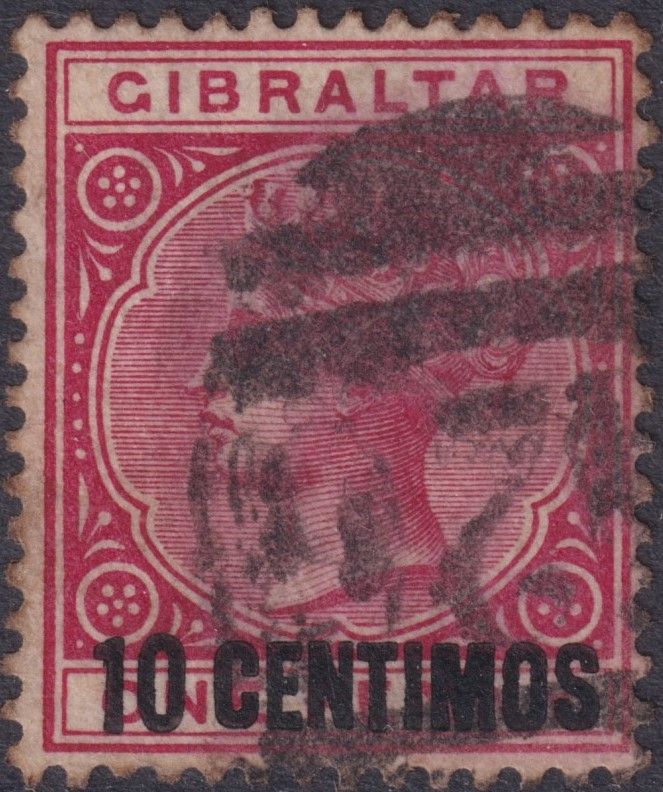 Gibraltar 1889 10c on 1d Rose