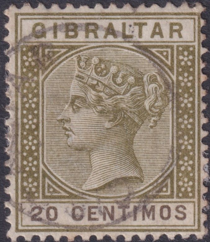 Gibraltar 1896 20c Olive-Green and Brown