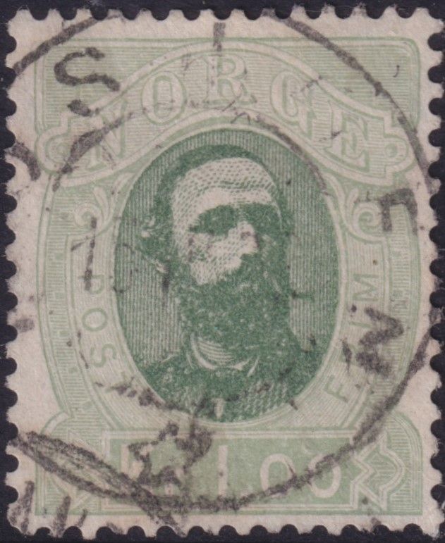 Norway 1878 1k Green and Light Green King Oscar II