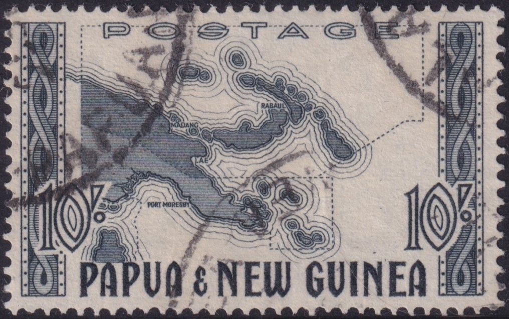 Papua New Guinea 1952 10/- Blue-Black Map