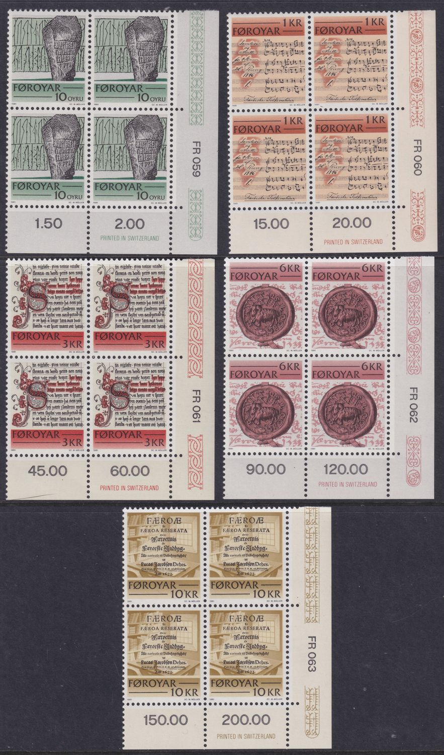 Faroe Islands 1981 Historic Writings Set