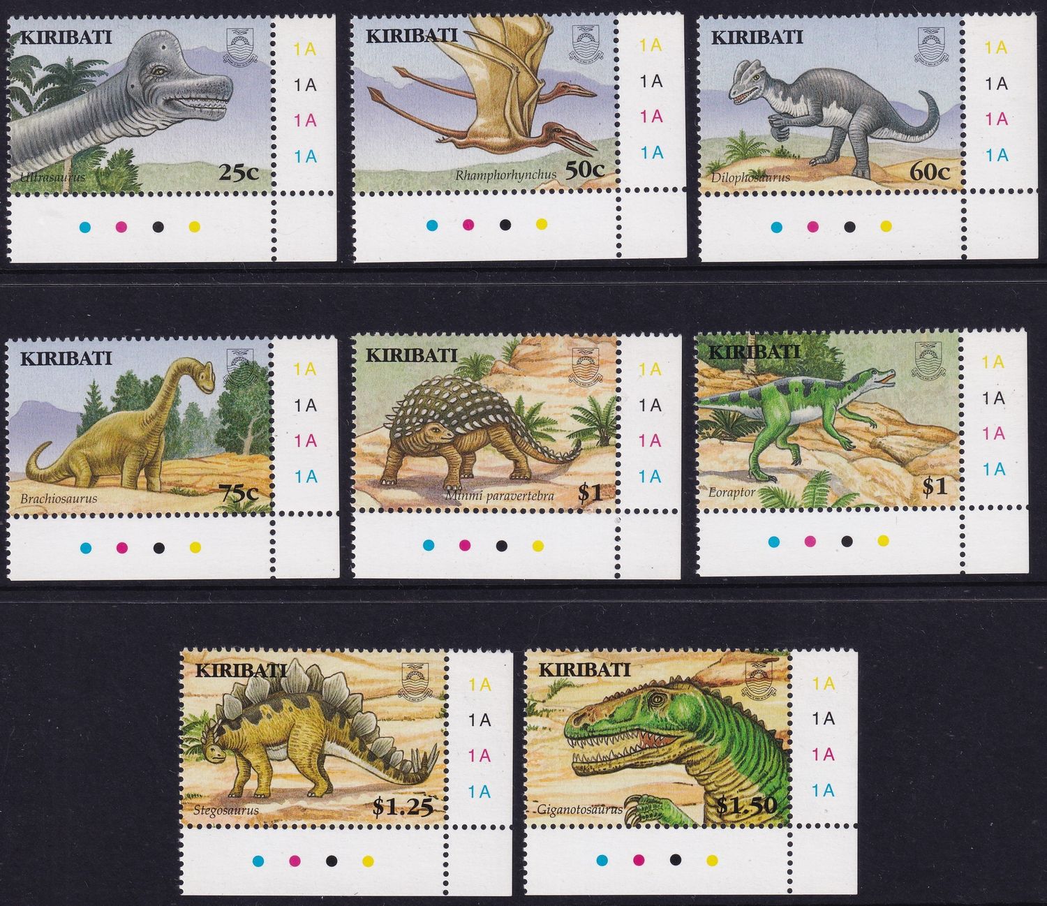 Kiribati 2006 Dinosaur Plate Number Singles