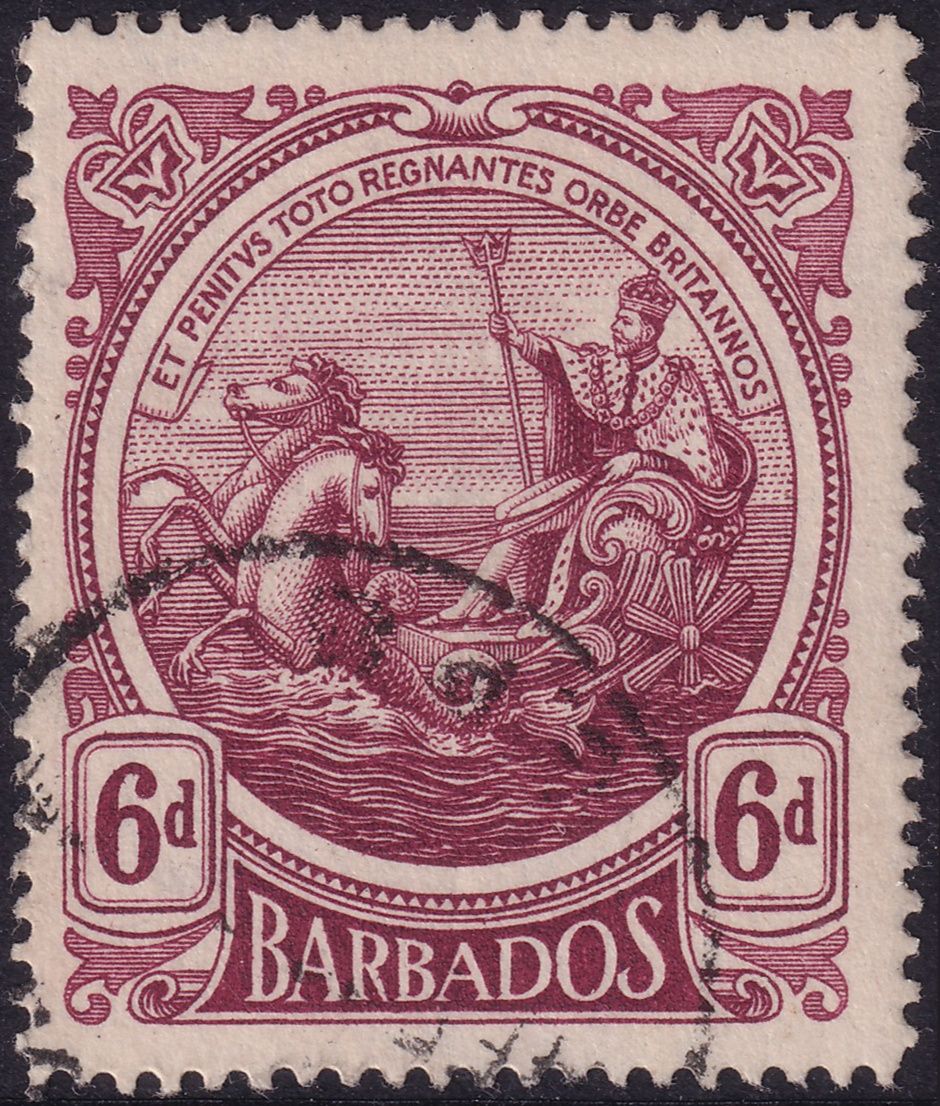 Barbados 1916-1919 6d Reddish-Purple