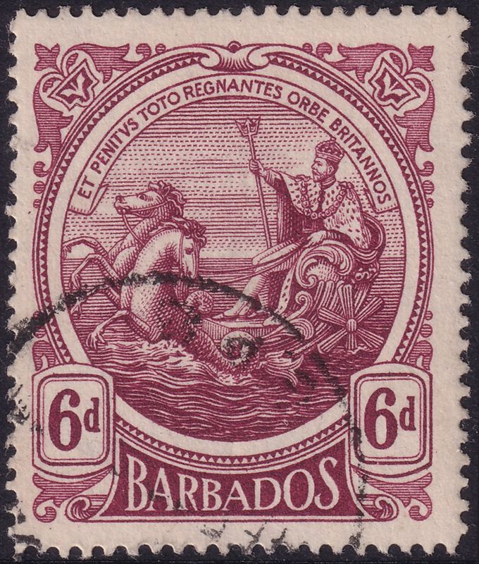 Barbados 1916-1919 6d Reddish-Purple