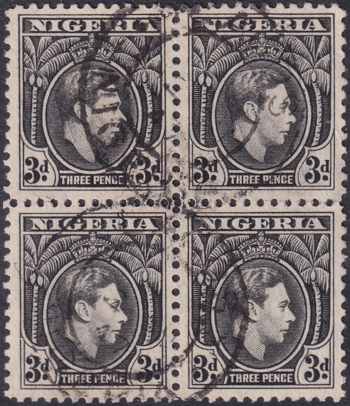 Nigeria 1944 3d Black Block of Four