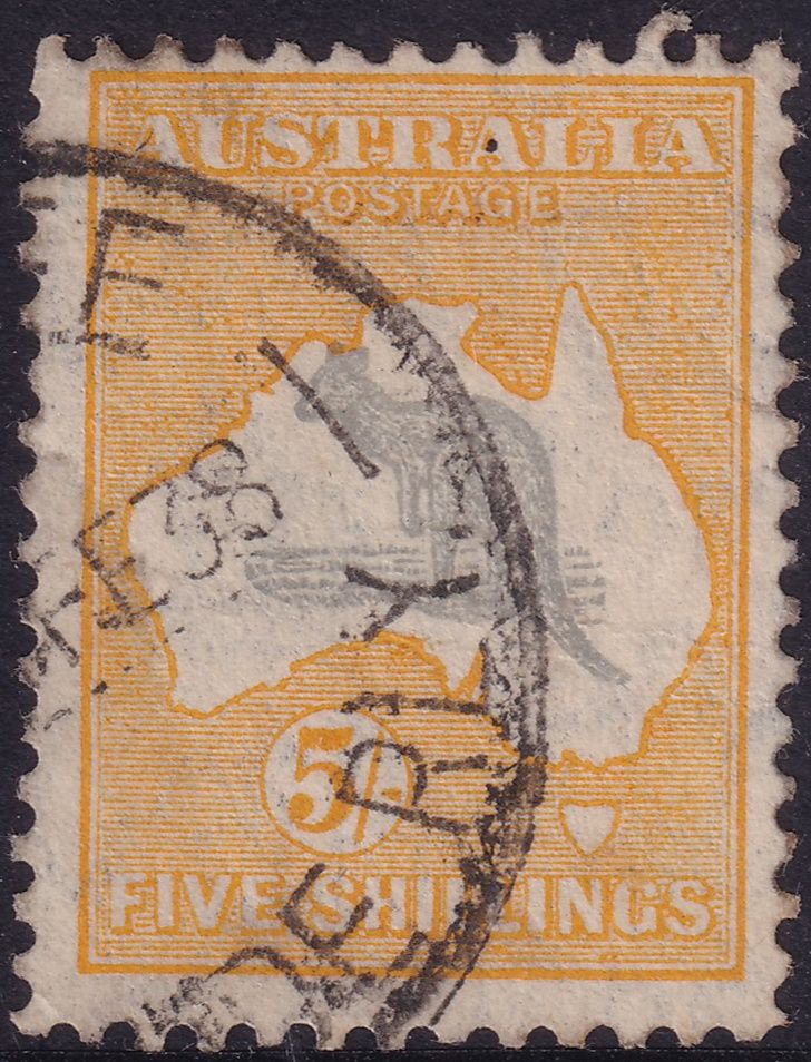 Australia 1932 5/- Grey and Yellow Kangaroo