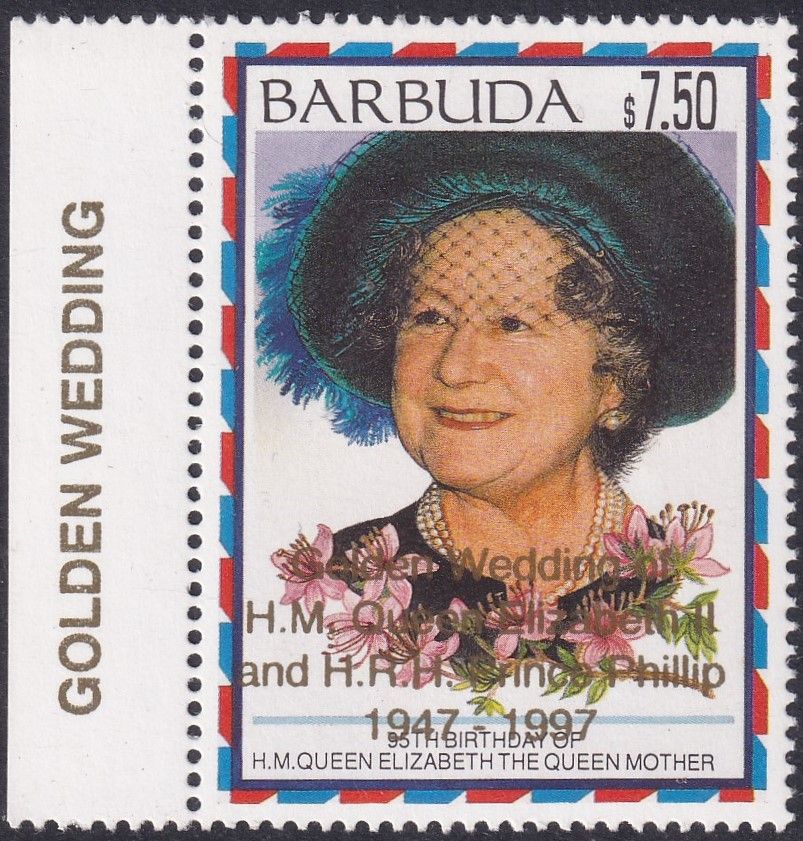Barbuda 1997 $7.50 QEII Golden Wedding Overprint