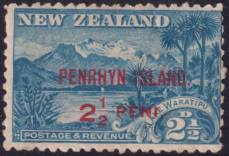 Penrhyn Island 1902 2½d on 2½d Blue Spacefiller