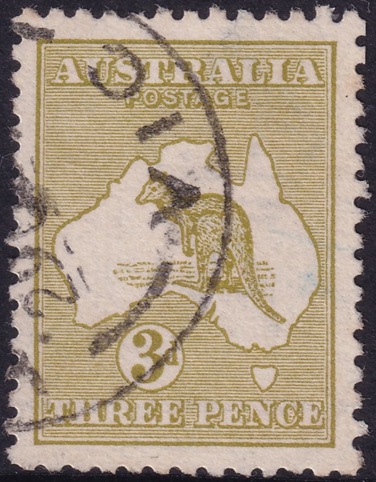 Australia 1913 3d Olive Kangaroo Die I