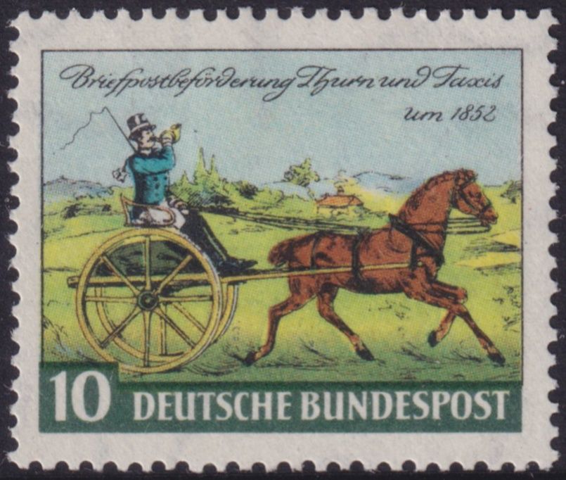 West Germany  1952 10pf Thurn and Taxis Stamp Centenary
