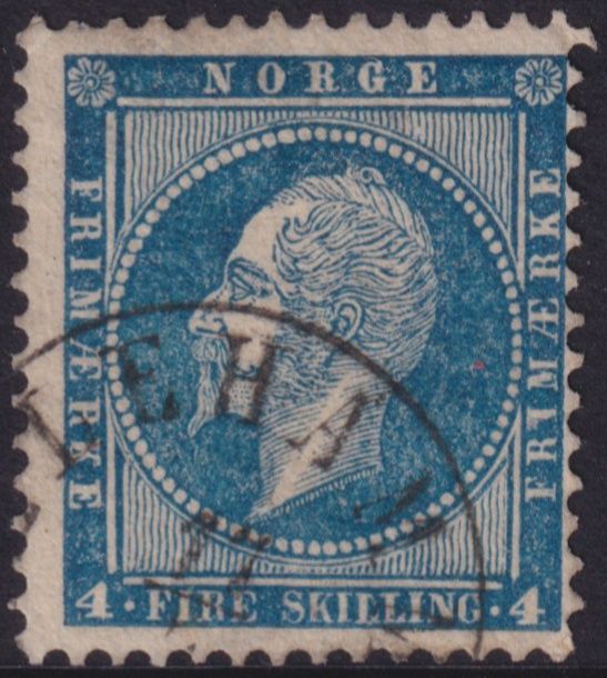 Norway 1856 4s Greenish Blue