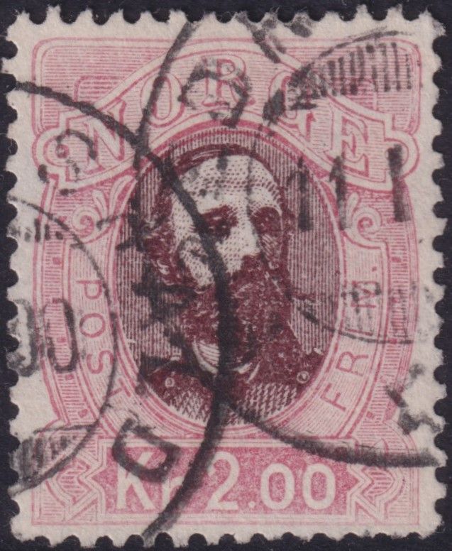 Norway 1878 2k Brown and Pink Green King Oscar II