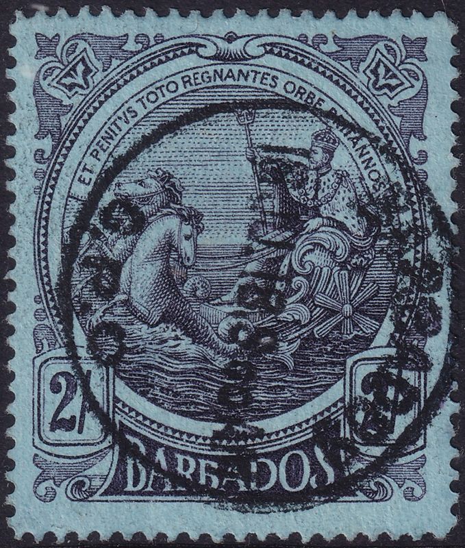 Barbados 1916-1919 2/- Purple on Blue