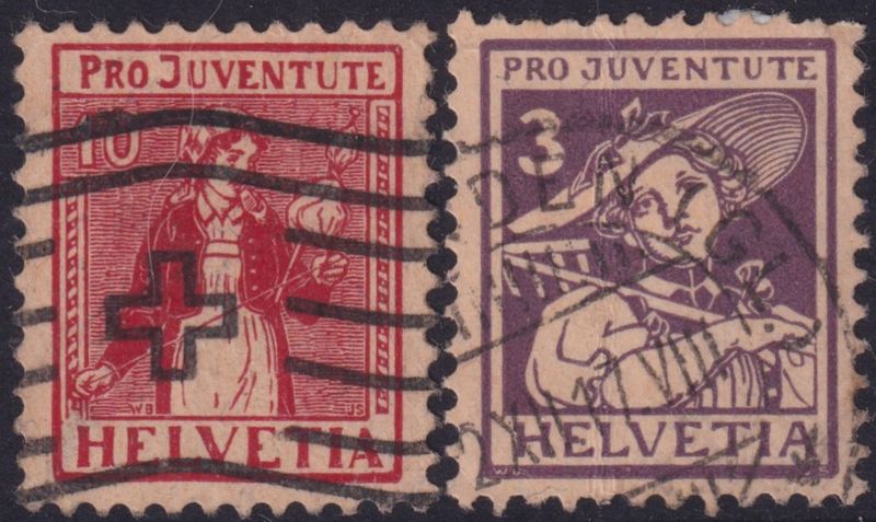 Switzerland 1917 3c and 10c Pro Juventute