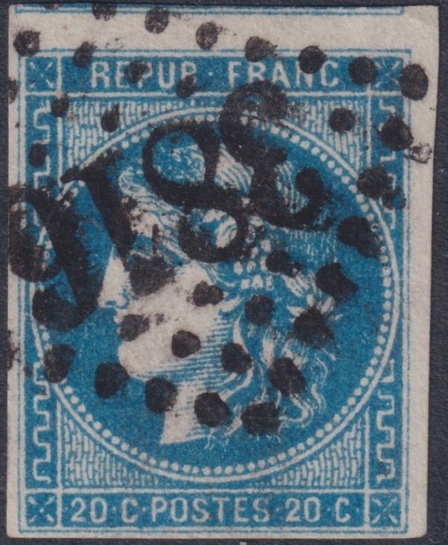 France 1849 20c Blue