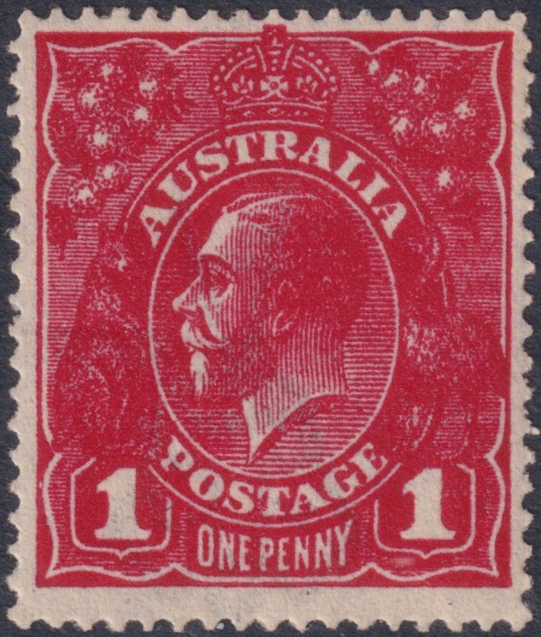 Australia 1916 1d Deep Scarlet (Aniline) Inverted Watermark and Certificate