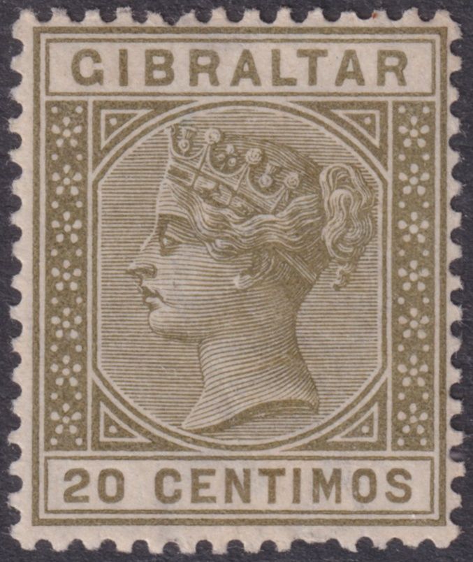 Gibraltar 1889 20c Olive-Green
