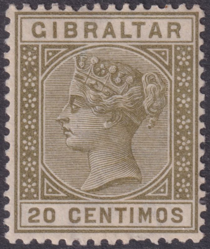 Gibraltar 1889 20c Olive-Green