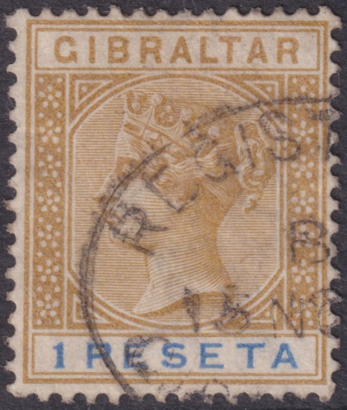 Gibraltar 1895 1p Bistre and Ultramarine