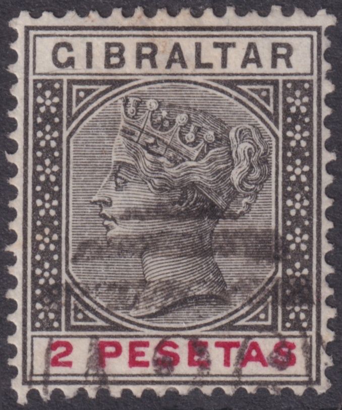 Gibraltar 1895 2p Black and Carmine
