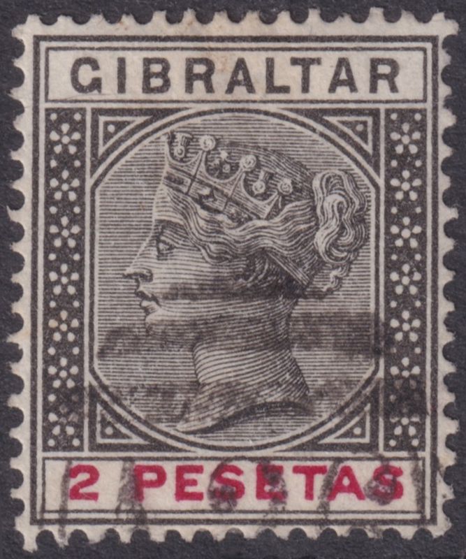 Gibraltar 1895 2p Black and Carmine
