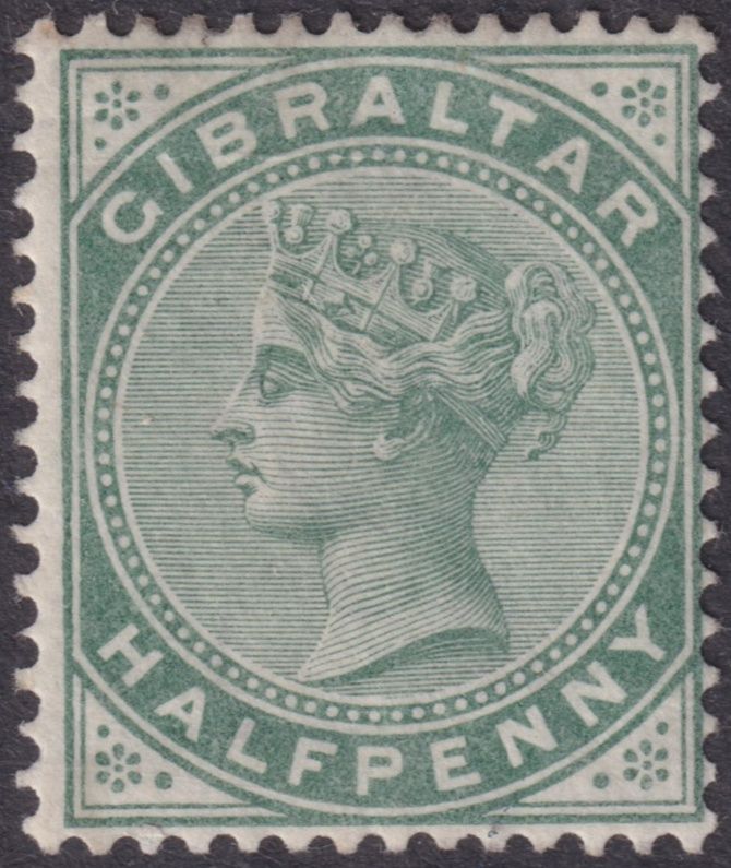 Gibraltar 1887 ½d Dull Green (B)