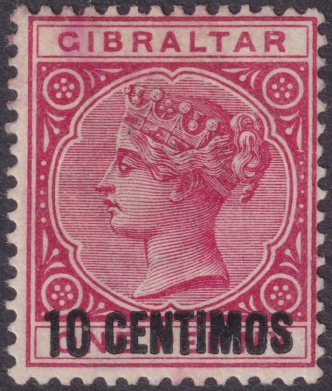 Gibraltar 1889 10c on 1d Rose