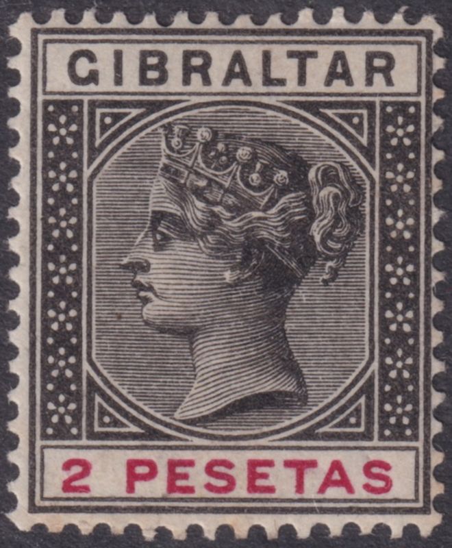 Gibraltar 1895 2p Black and Carmine