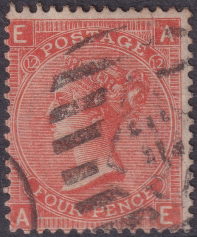 GB 1865 4d Vermilion Plate 12