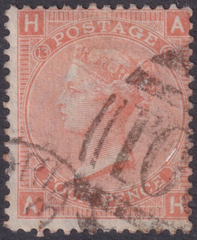 GB 1865 4d Vermilion Plate 13