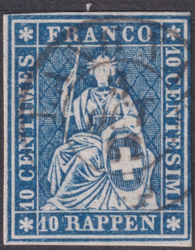 Switzerland 1854 10r Blue (A)