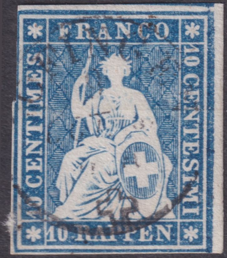 Switzerland 1854 10r Blue (C)
