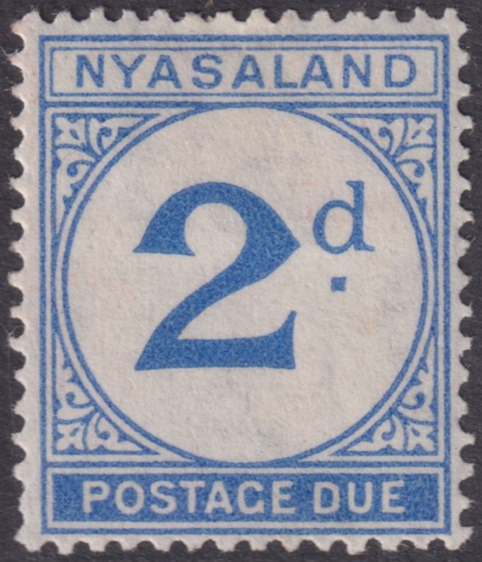 Nyasaland 1950 2d Ultramarine Postage Due