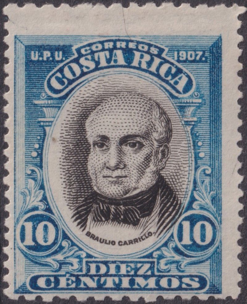 Costa Rica 1907 10c Black and Blue Carrillo