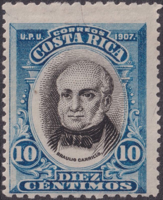 Costa Rica 1907 10c Black and Blue Carrillo