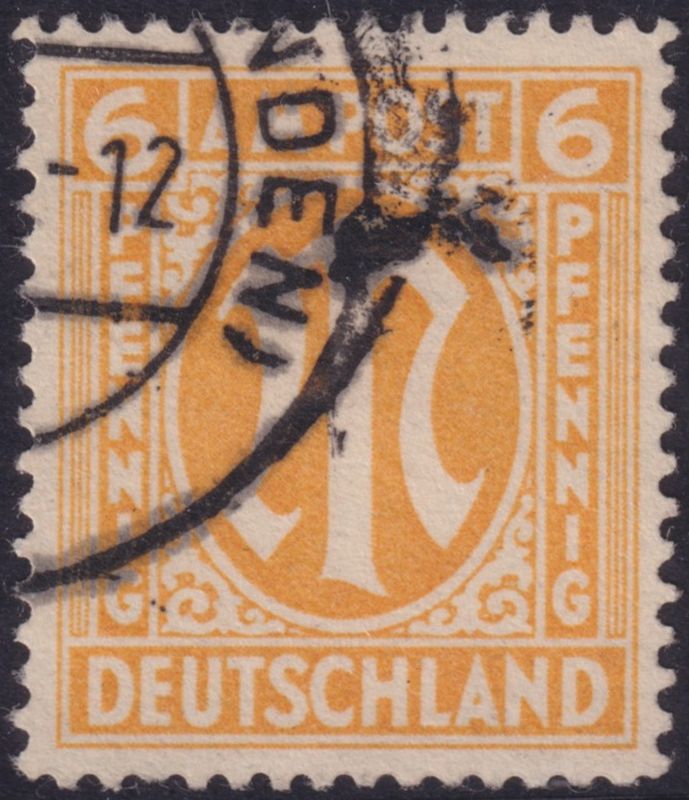 Germany 1945 6pf Yellow Perf 14½x14¼