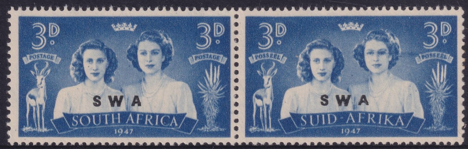 SWA 1947 3d Royal Visit Pair with Black-Eyed Princess