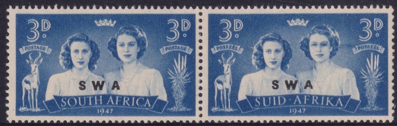 SWA 1947 3d Royal Visit Pair with Black-Eyed Princess