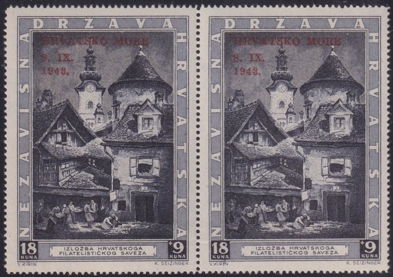 Croatia 1943 18k+9k Return of Sibenik to Croatia Pair