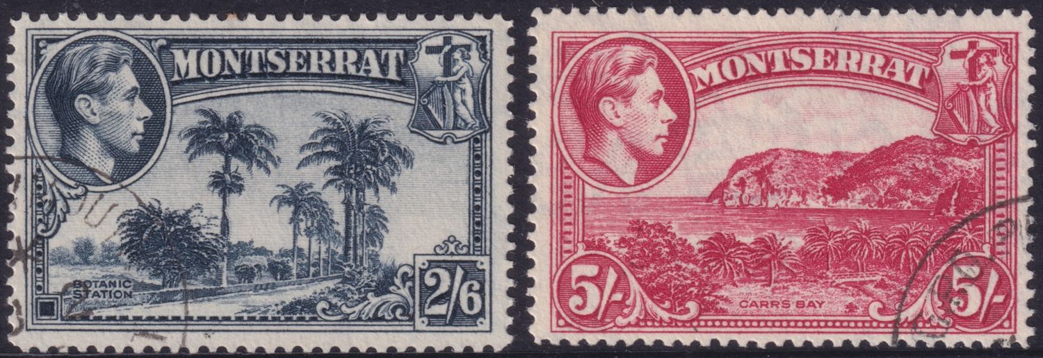 Montserrat 1942-43 2/6d and 5/- Perf 14